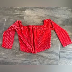 Leith velvet off the shoulder crop top